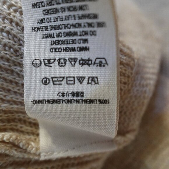 Free People Beach Women's Sweater Dress Small Beige Midi Flare 100% Linen - Picture 3 of 13